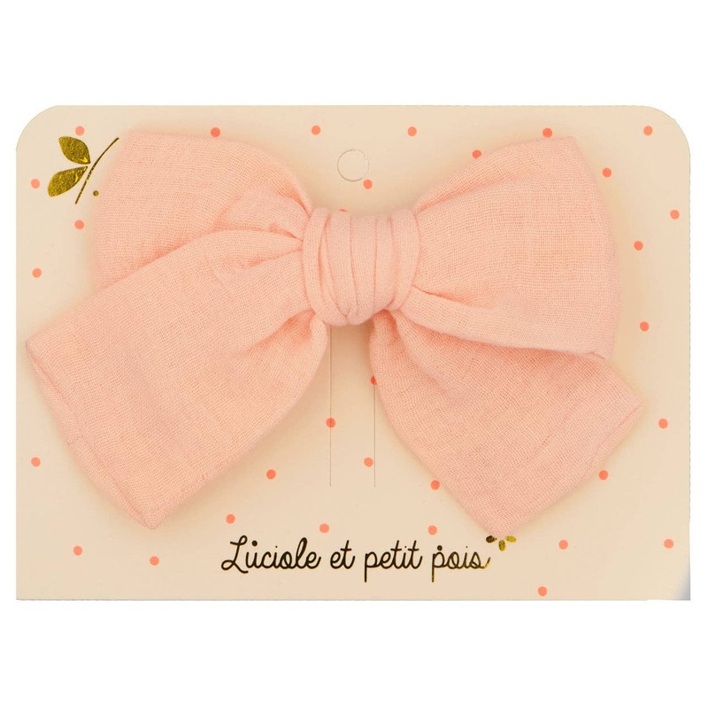 Princess Big Bow Hair Clip – Peach Double Gauze