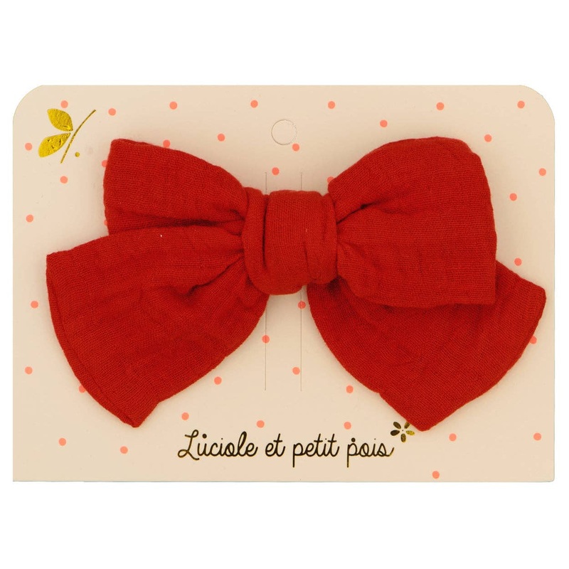 Princess Big Bow Hair Clip – Red Double Gauze