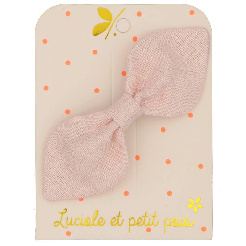 Rabbit Bow Hair Clip – Pink Linen