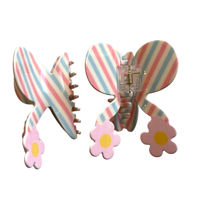 Striped Bow Hair Claw