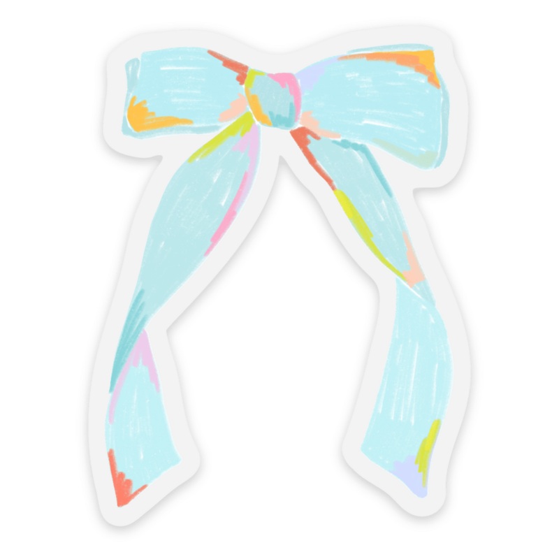 Clear Blue Bow Sticker, 2.14×2.8in.