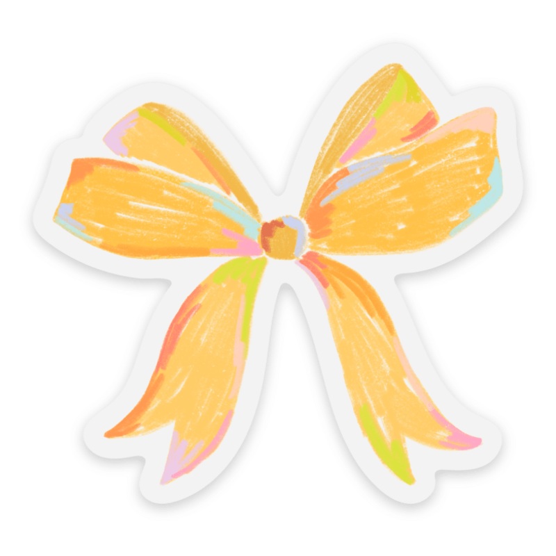 Clear Yellow Bow Sticker, 2.4×2.26in.