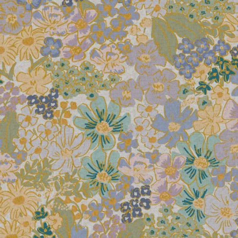 English Rose / Mimi / Blue Metallic Canvas