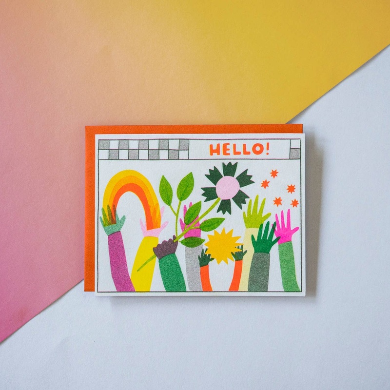 Hello High Fives – Risograph Greeting Card