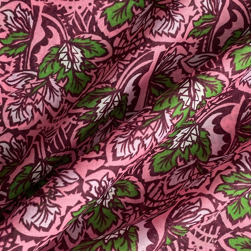 Pink Floral Silk/Cotton Voile