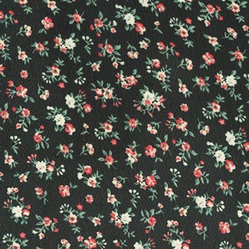 Sunset Studio Poly Chiffon / Black Blooms