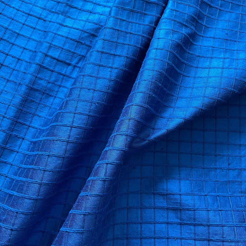 Cobalt Squared Silk Dupioni
