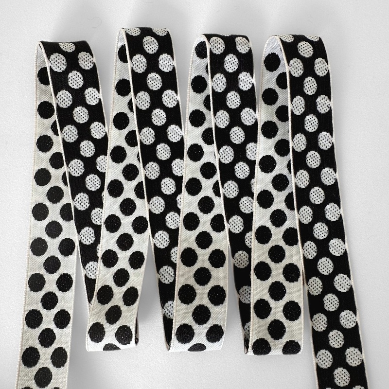 Vintage Black and White Polkadot Reversible Jacquard Ribbon
