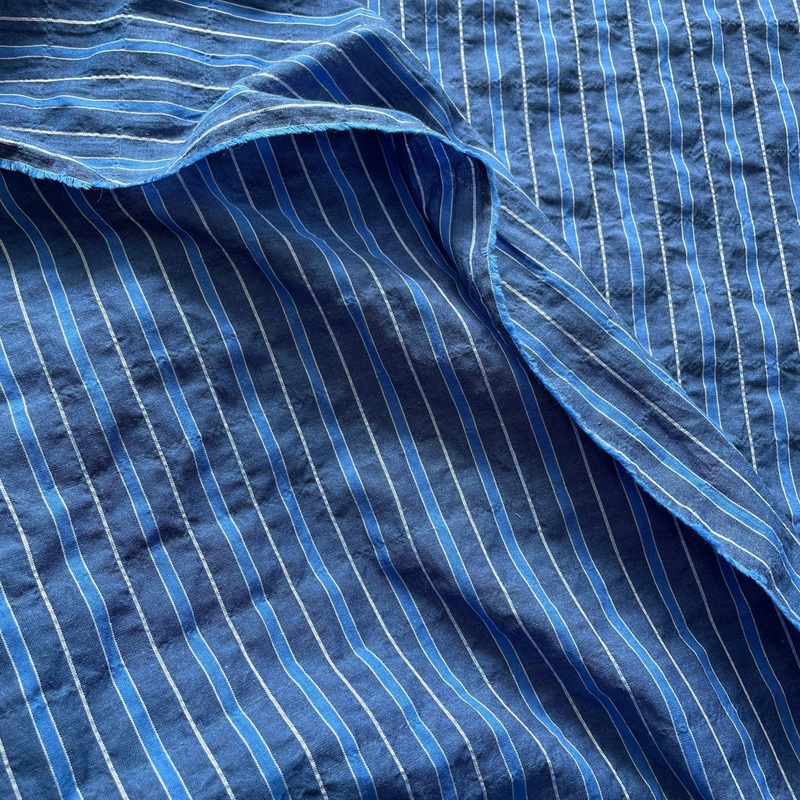 Cobalt Stripe Crinkle Cotton