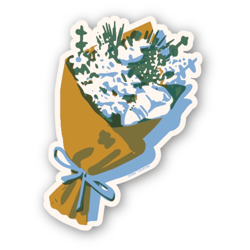 Eco Friendly Brown Paper Bouquet Die Cut Sticker