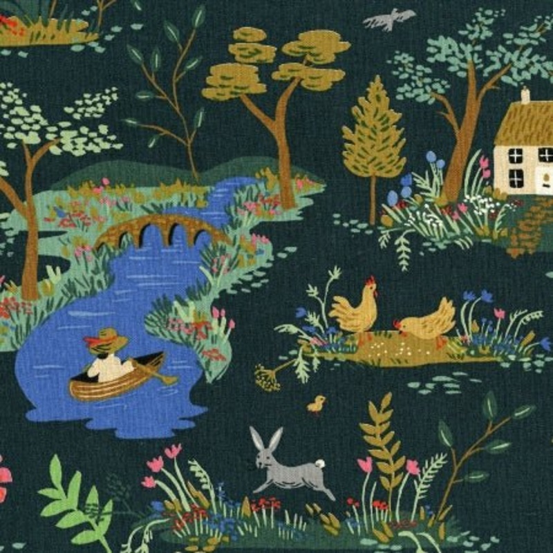 English Garden / Garden Toile / Dark Cotton & Linen Canvas
