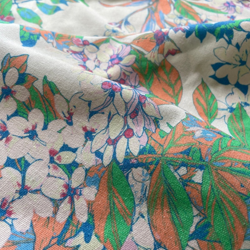 Pastel Blooms Printed Linen