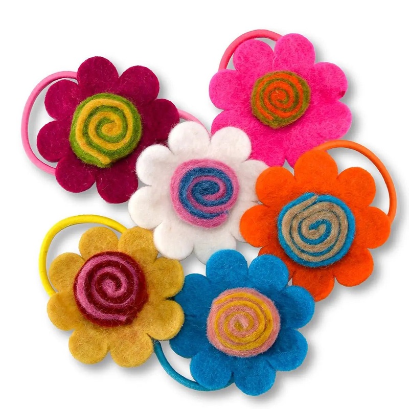 Spiral Felt Flower Hair Tie