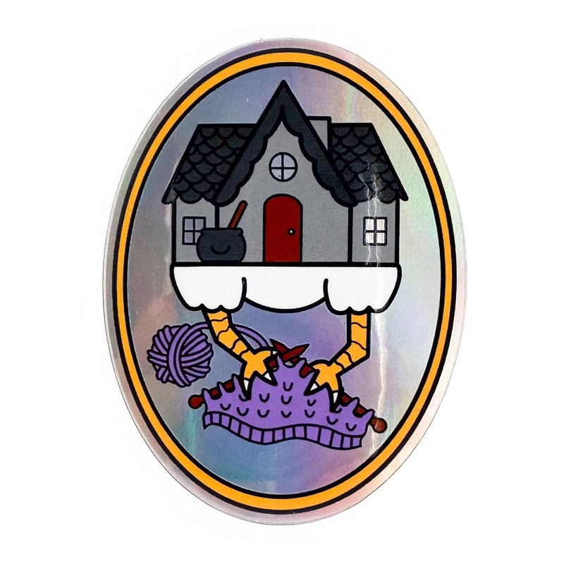 Baba Yaga Knitting Holographic Sticker