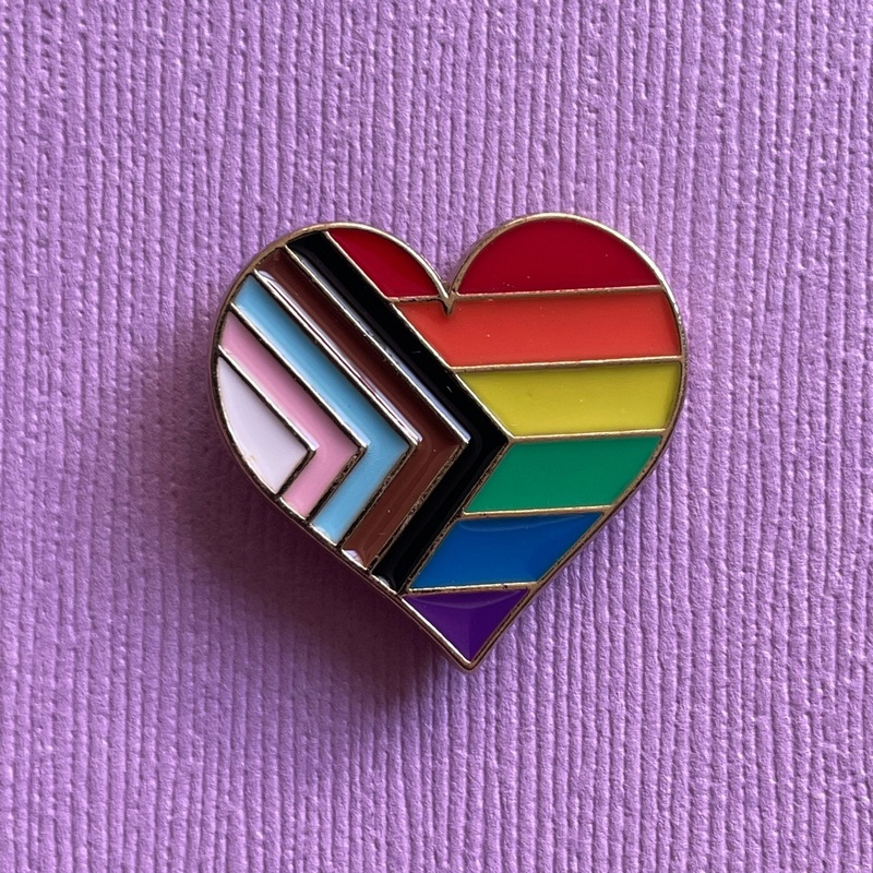 Progress Pride Heart Enamel Pin