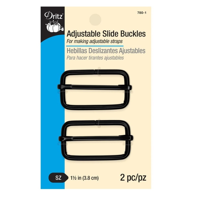 1-1/2 Adjustable Slide Buckles, Black, 2 pc