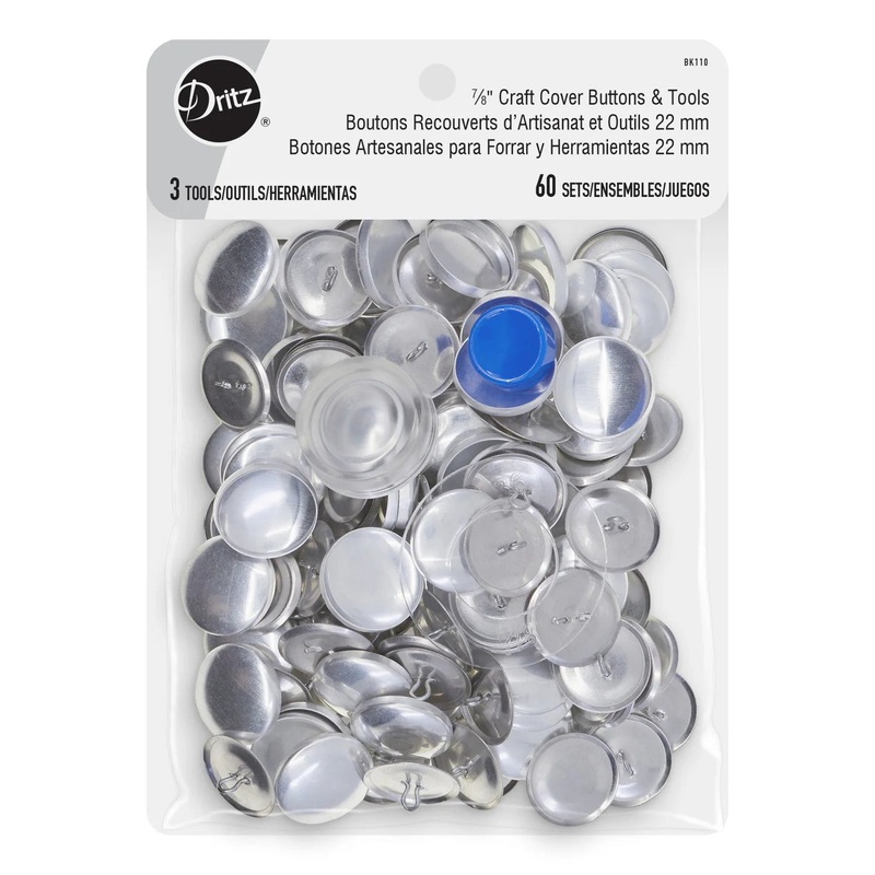 7/8 Craft Cover Buttons & Tools, 60 Sets