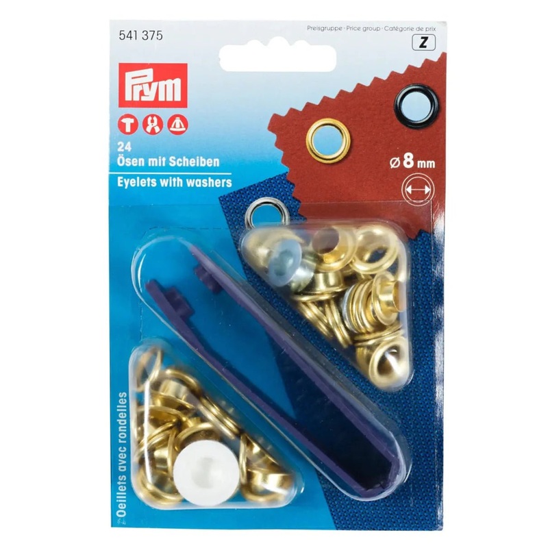 Eyelets with Washers 8 mm Gold with Tools 24pc