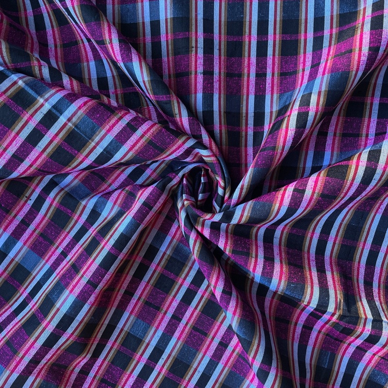 Pink & Black Plaid Dupioni Silk
