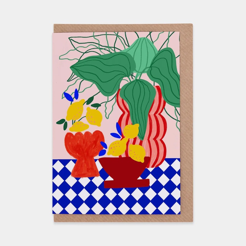 Blue Tiles and Lemons Card