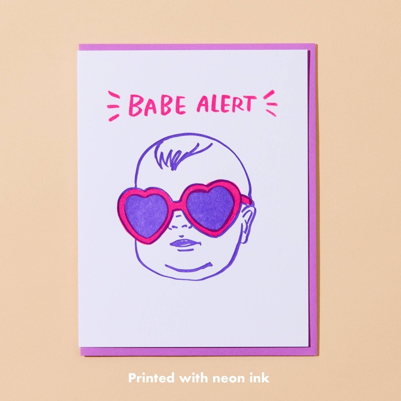 Babe Alert Letterpress Card
