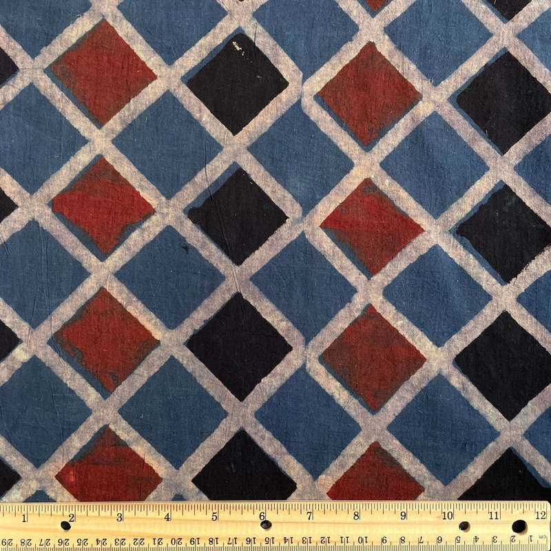 Geometric Batik Block Print Cotton / Blue