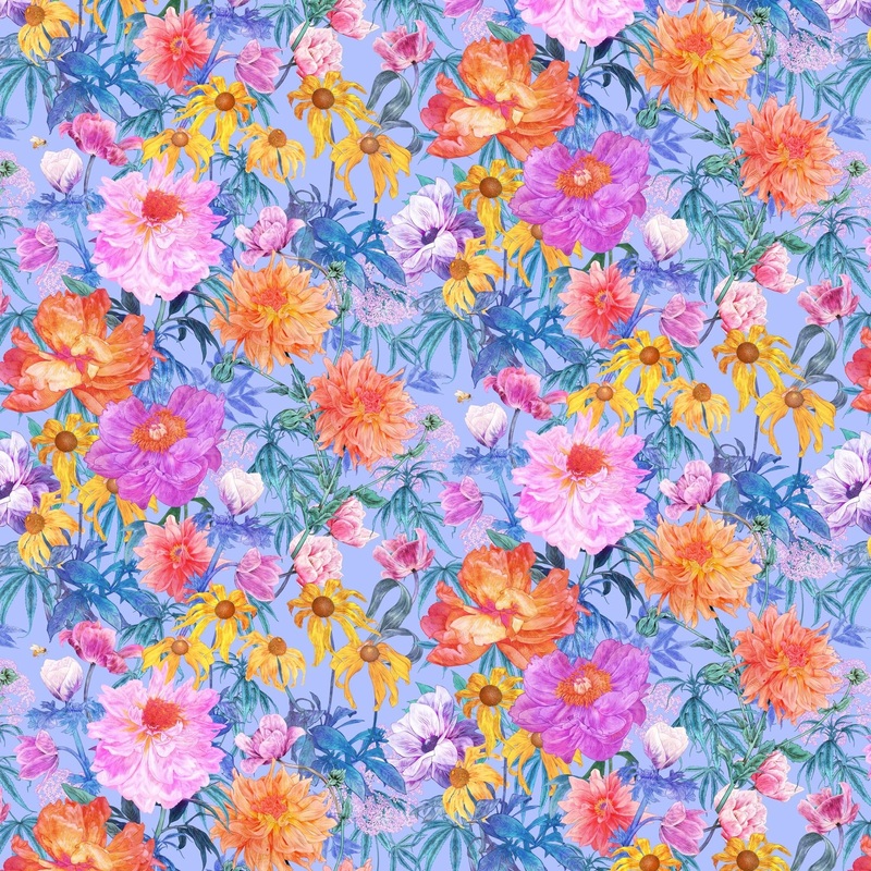 Margo / Garden Party / Blue Rayon Challis