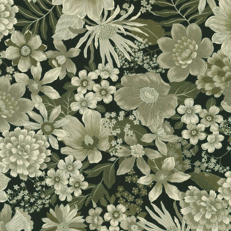 Vintage Petals & Paisleys / Petals / Black