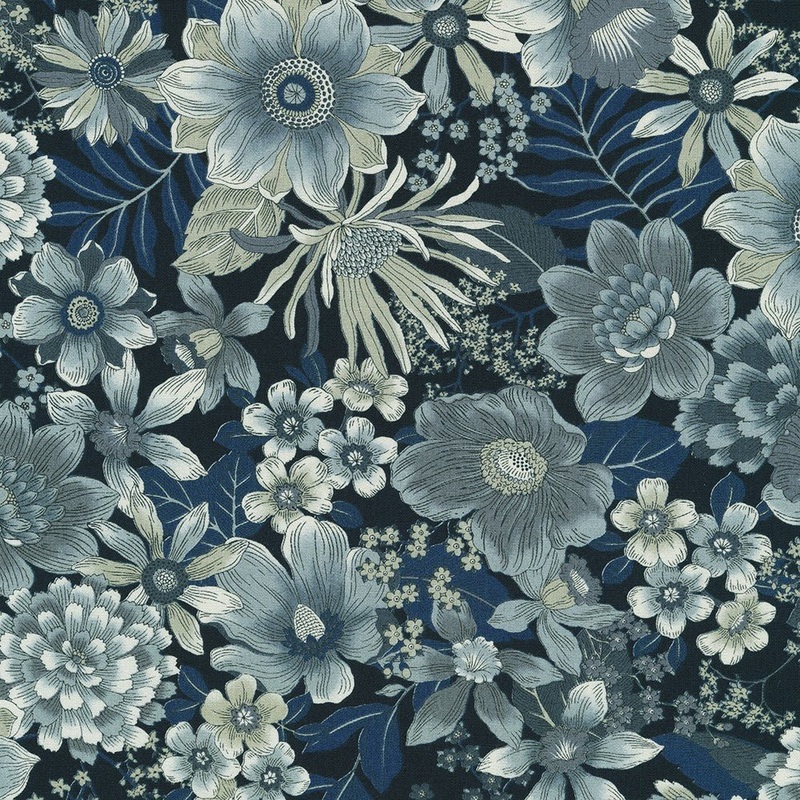 Vintage Petals & Paisleys / Petals / Navy