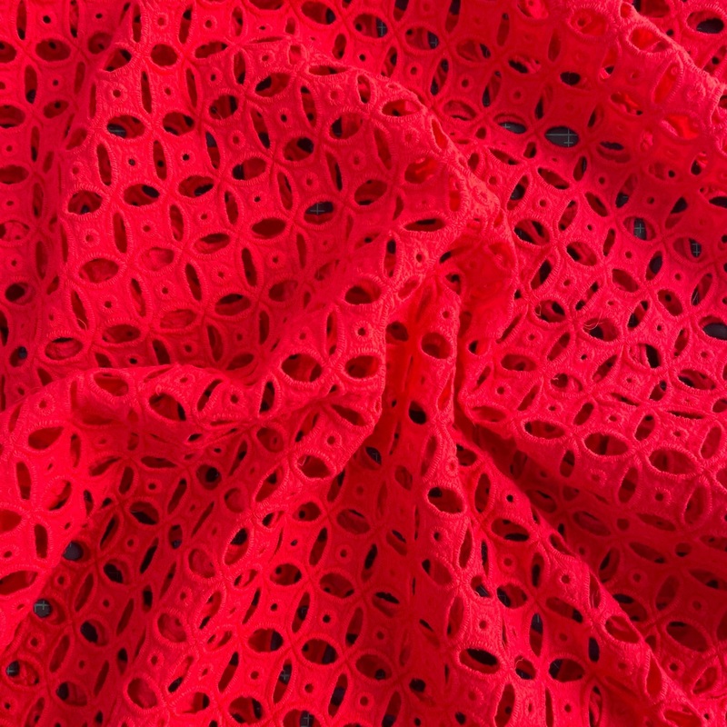 Coral Circle Eyelet Cotton