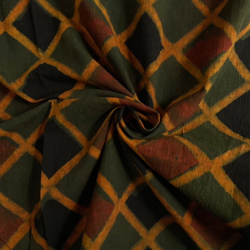 Geometric Batik Block Print Cotton / Brown
