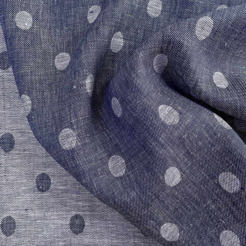 Navy Dot Linen Jacquard