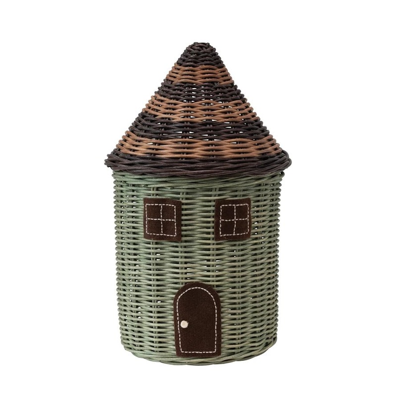 Hand-Woven Rattan House Basket w/Lid