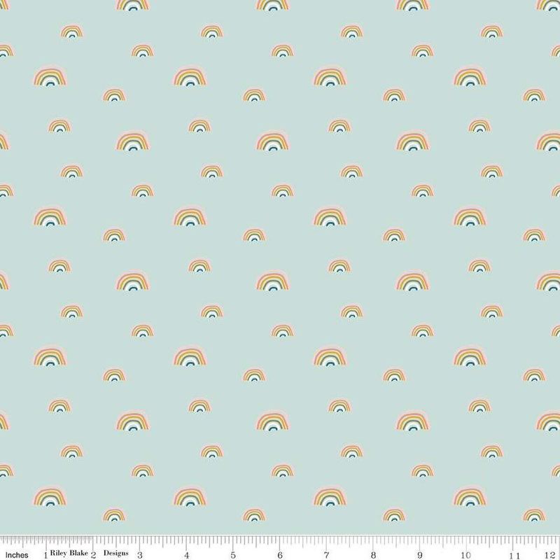 Make A Pretty Life / Rainbows / Mint Cotton Flannel