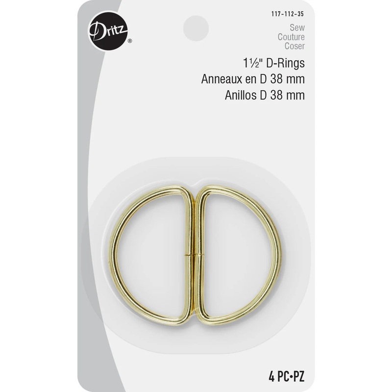 1-1/2 D-Rings, Gilt, 4 pc