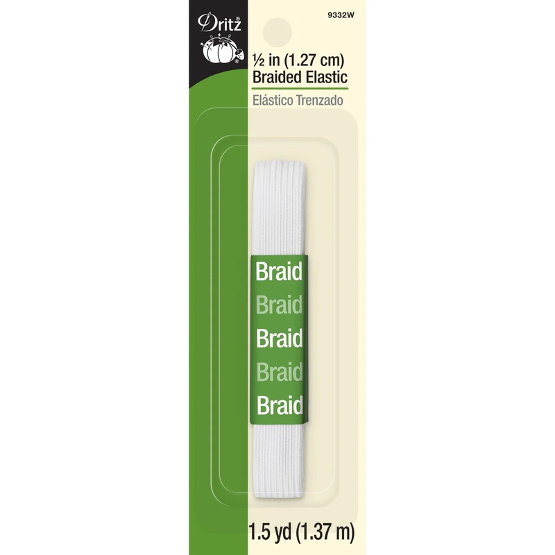1/2 White Braided Elastic, 1-1/2 yd