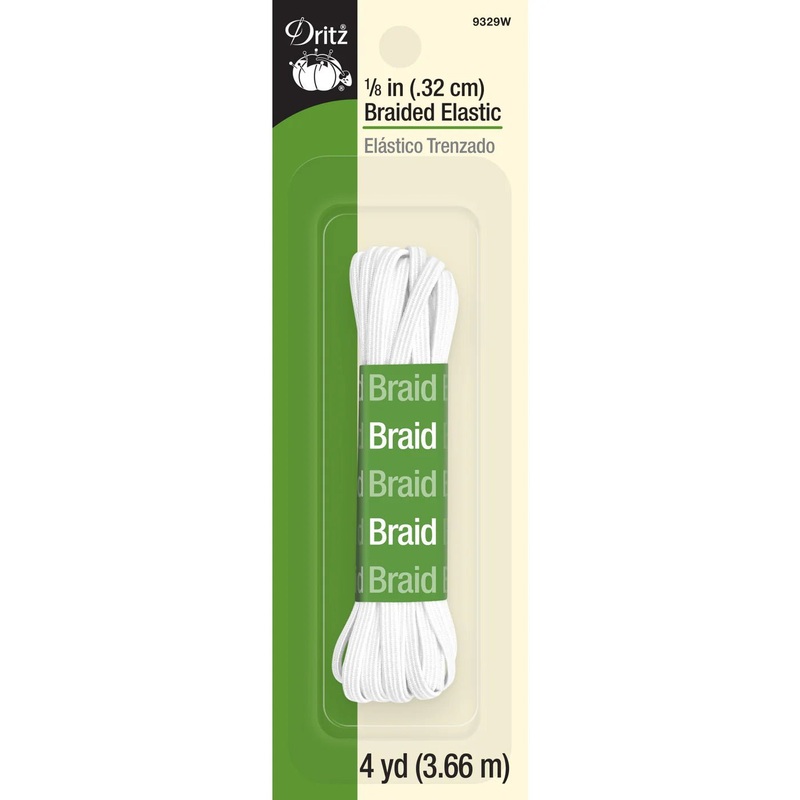 1/8 White Braided Elastic, 4 yd