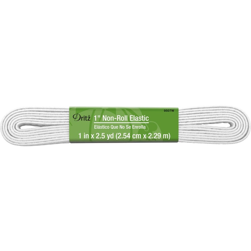 1 Non-Roll Elastic, White, 2-1/2 yd