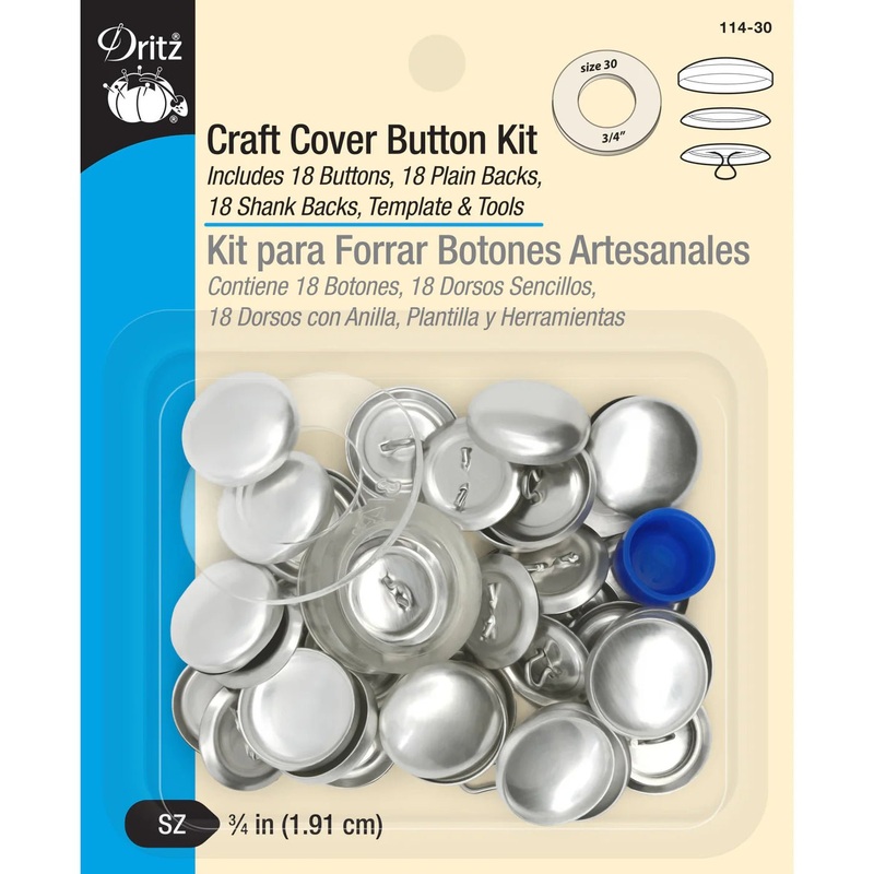3/4 Craft Cover Button Kit, 18 Sets, Nickel