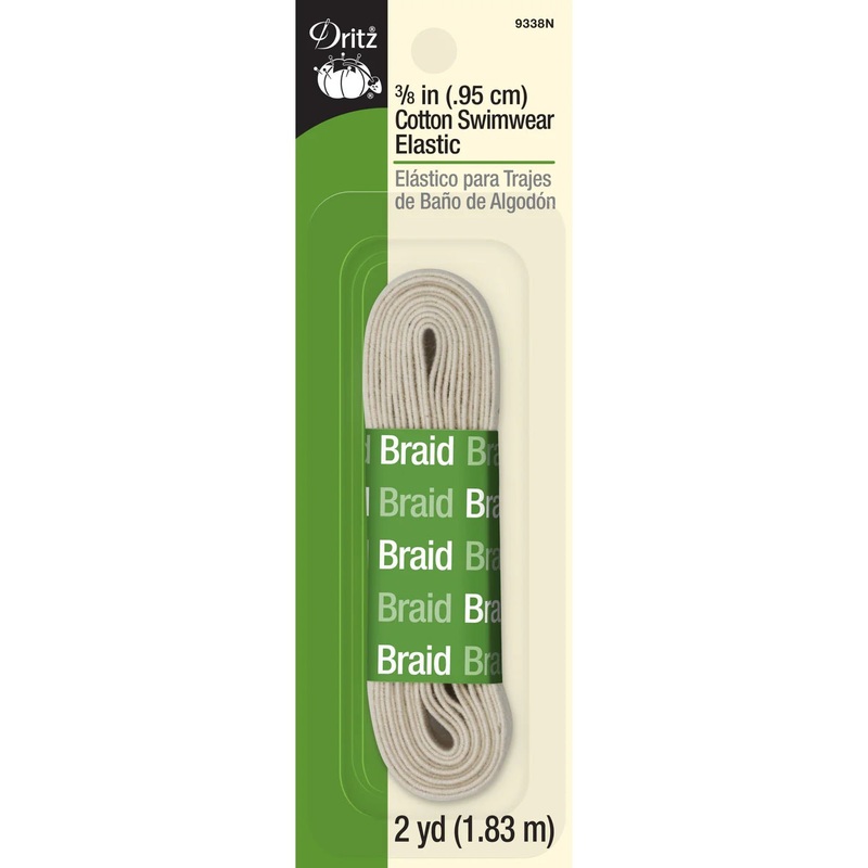 3/8 Cotton Swimwear Elastic, Natural, 2 yd