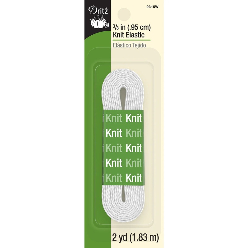 3/8 Knit Elastic, White, 2 yd
